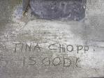 Tina Chopp is God grafitto
